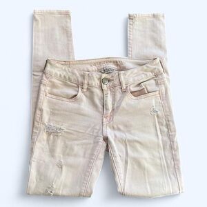 American Eagle Outfitters Size 2 Pink Skinny Jegging Jeans Distressed Cotton